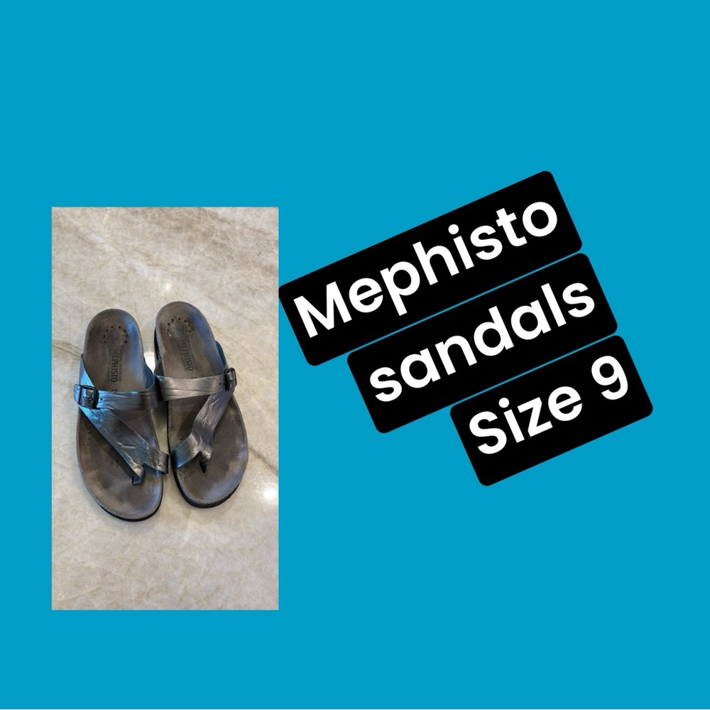 Mephisto Size 40/9 Silver Sandals Comfort-Focused Metallic Design - Walkers